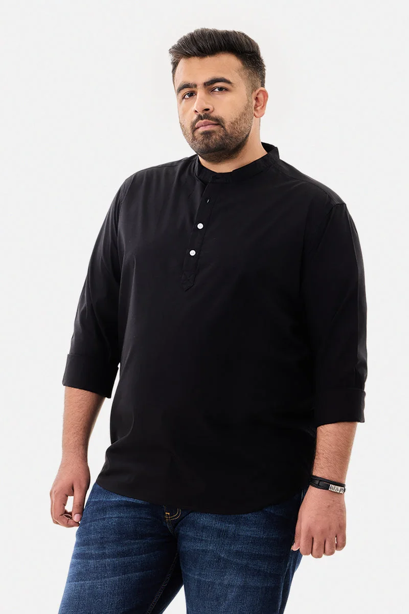 سنيتش Mandarin Stretch Plus Size Kurta Shirt